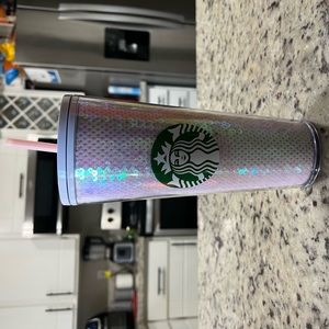 White Sequin Starbucks Tumbler